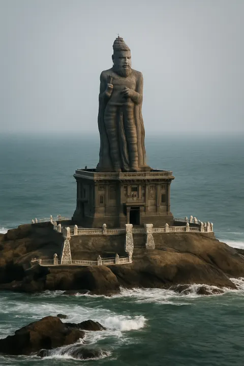 Thiruvalluvar Statue in Kanyakumari - tourist attraction to visit with Karthi Travels