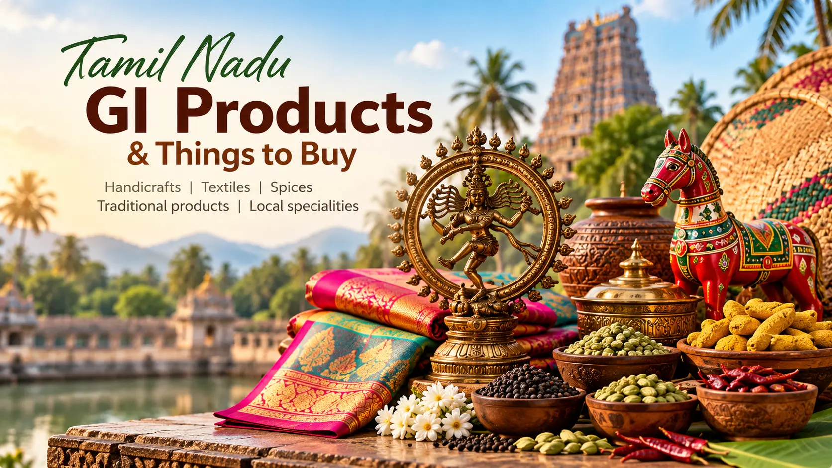 Traditional GI products, handicrafts, textiles and local specialties of Tamil Nadu